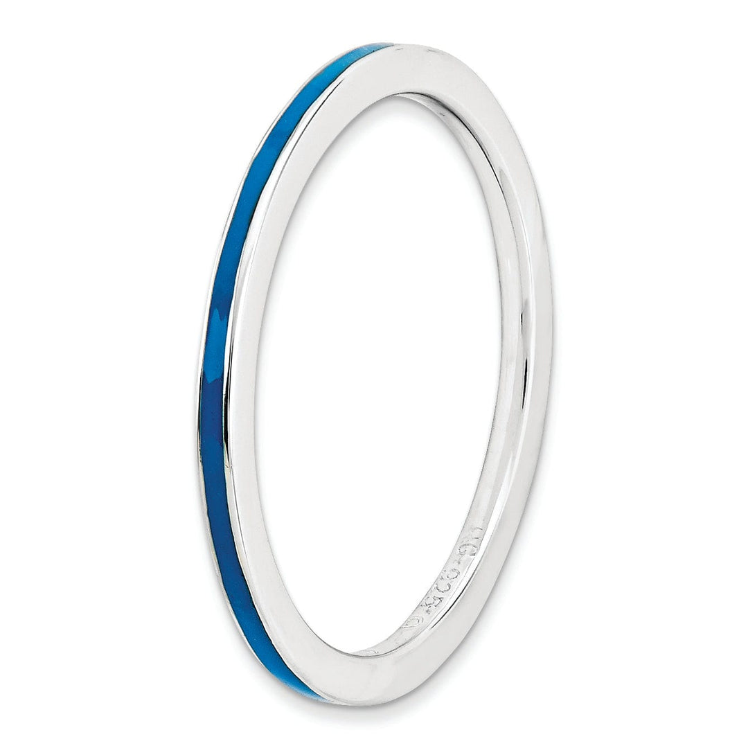 Sterling Silver Blue Enameled 1.5MM Ring