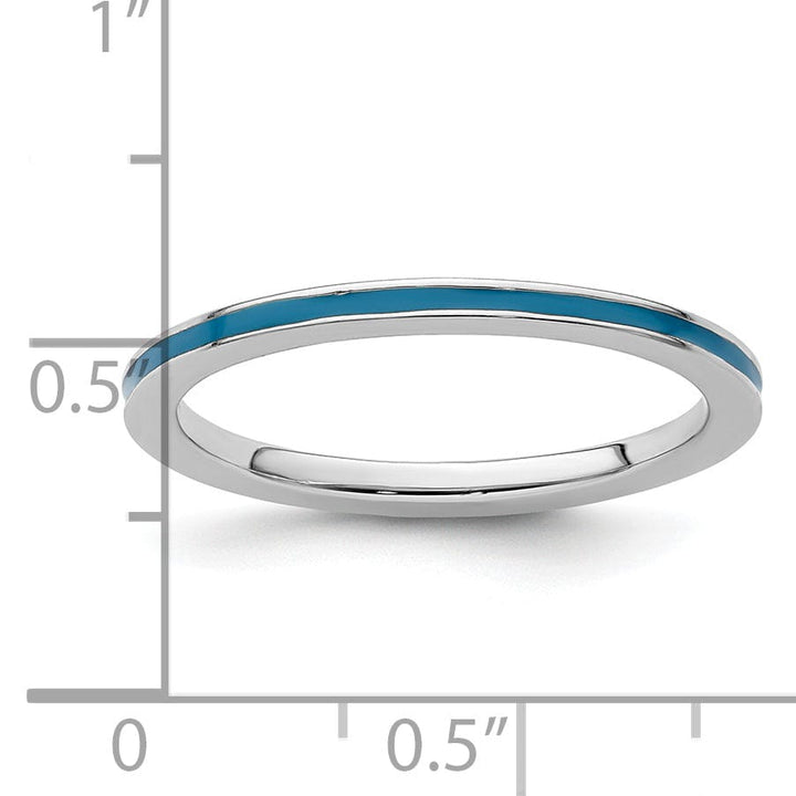 Sterling Silver Blue Enameled 1.5MM Ring