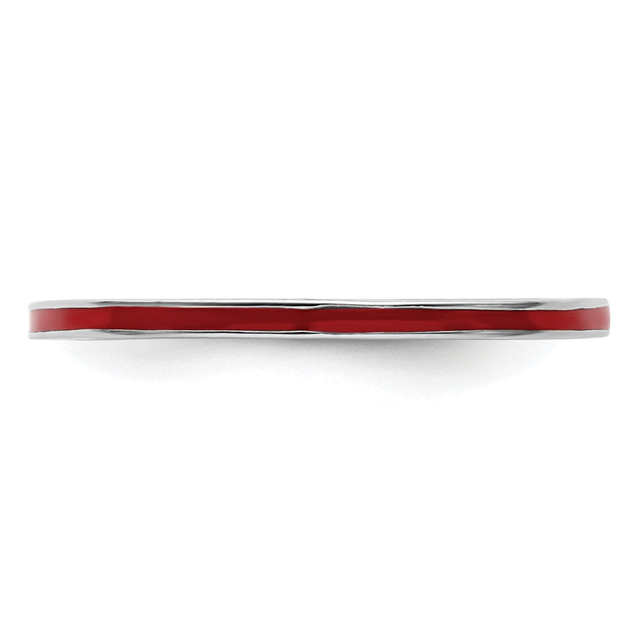 Sterling Silver Red Enameled 1.5MM Ring