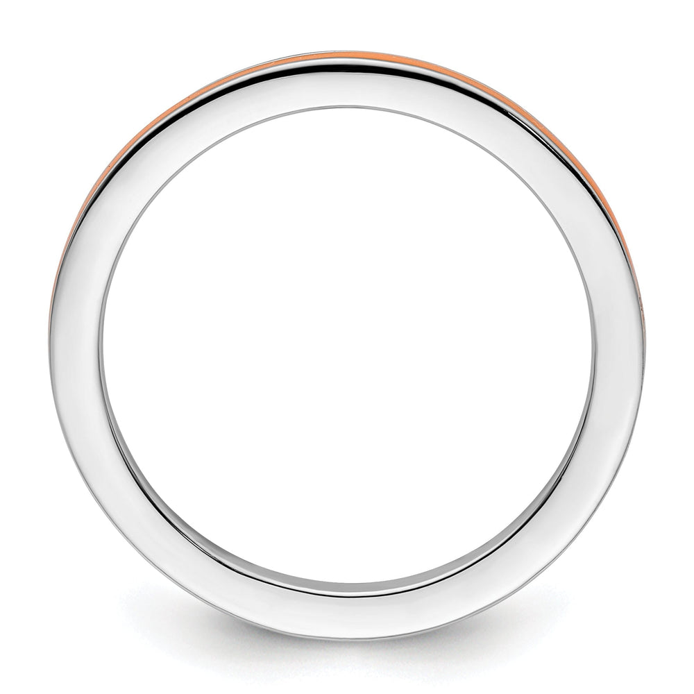 Sterling Silver Orange Enameled 1.5MM Ring