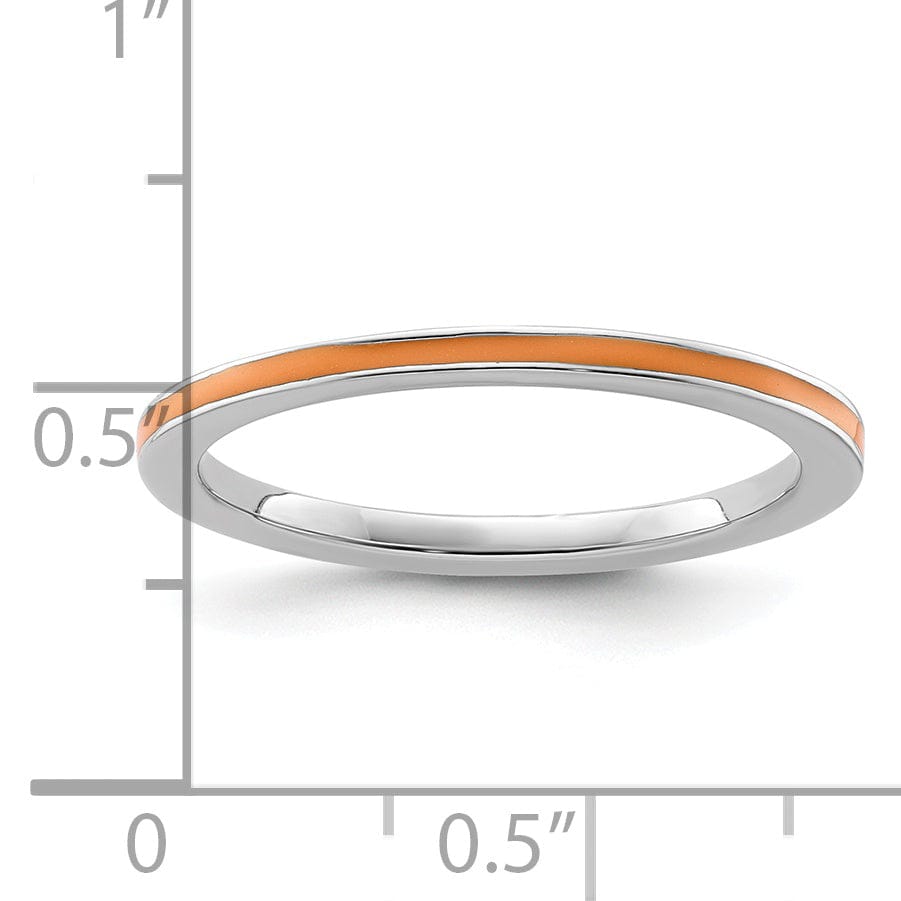 Sterling Silver Orange Enameled 1.5MM Ring