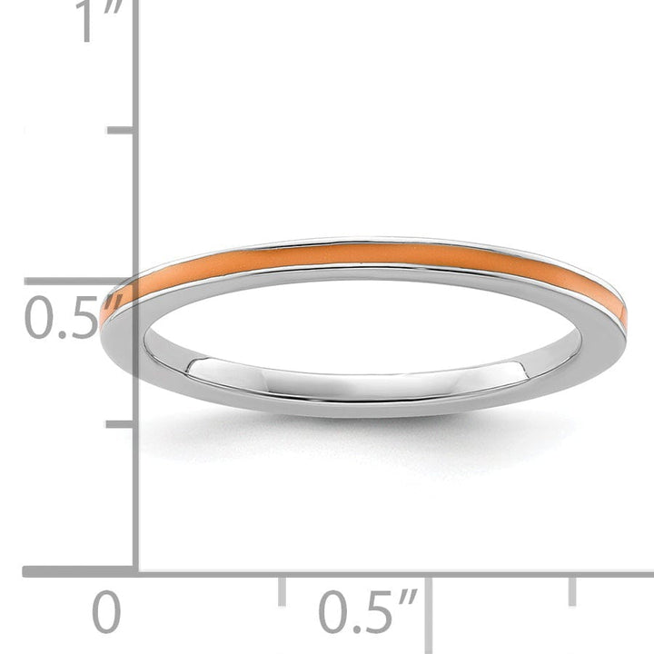 Sterling Silver Orange Enameled 1.5MM Ring