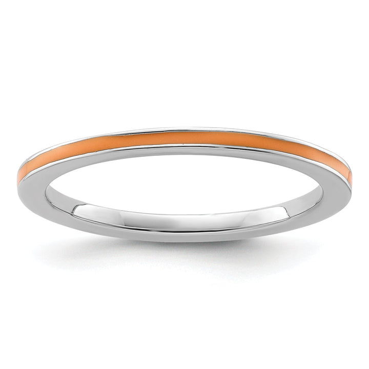 Sterling Silver Orange Enameled 1.5MM Ring