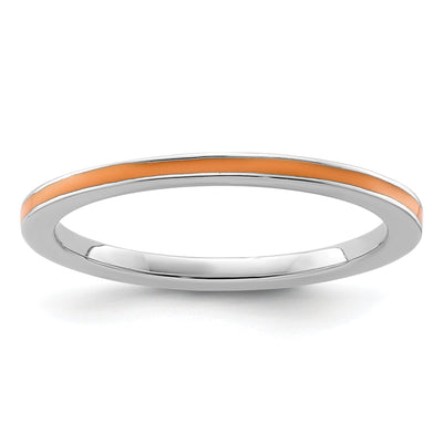 Sterling Silver Orange Enameled 1.5MM Ring