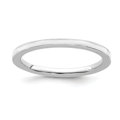 Sterling Silver White Enameled 1.5MM Ring at $ 14.2 only from Jewelryshopping.com