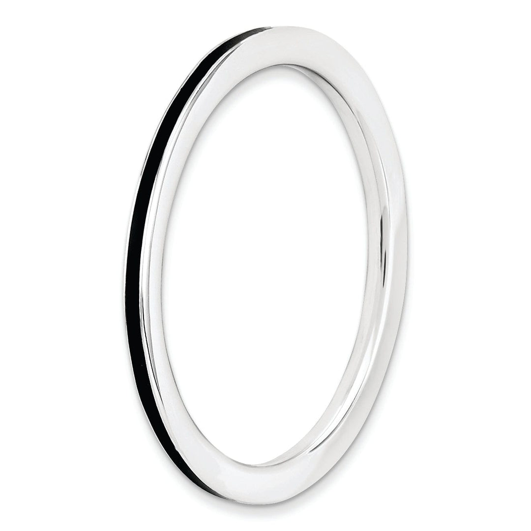 Sterling Silver Black Enameled 1.5MM Ring