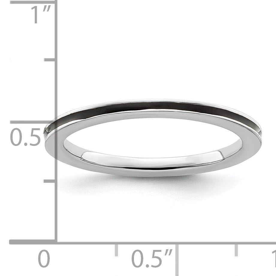 Sterling Silver Black Enameled 1.5MM Ring