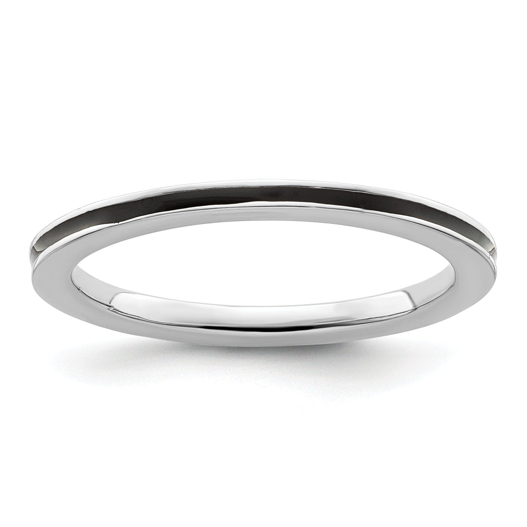 Sterling Silver Black Enameled 1.5MM Ring