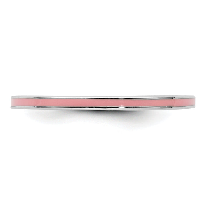 Sterling Silver Pink Enameled 1.5MM Ring
