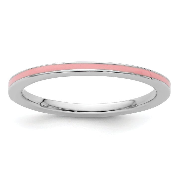 Sterling Silver Pink Enameled 1.5MM Ring