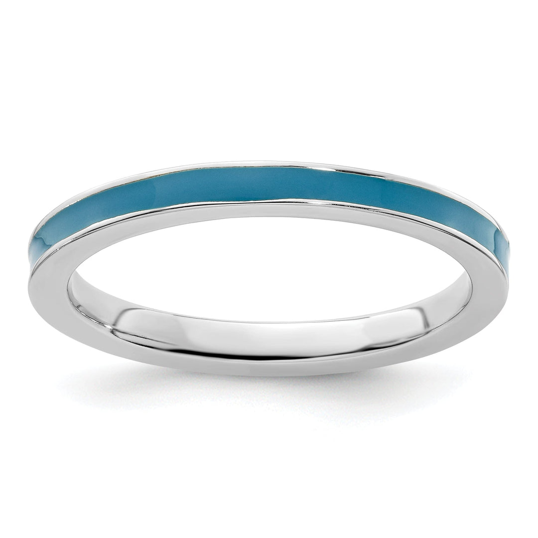 Sterling Silver Blue Enameled 2.25MM Ring