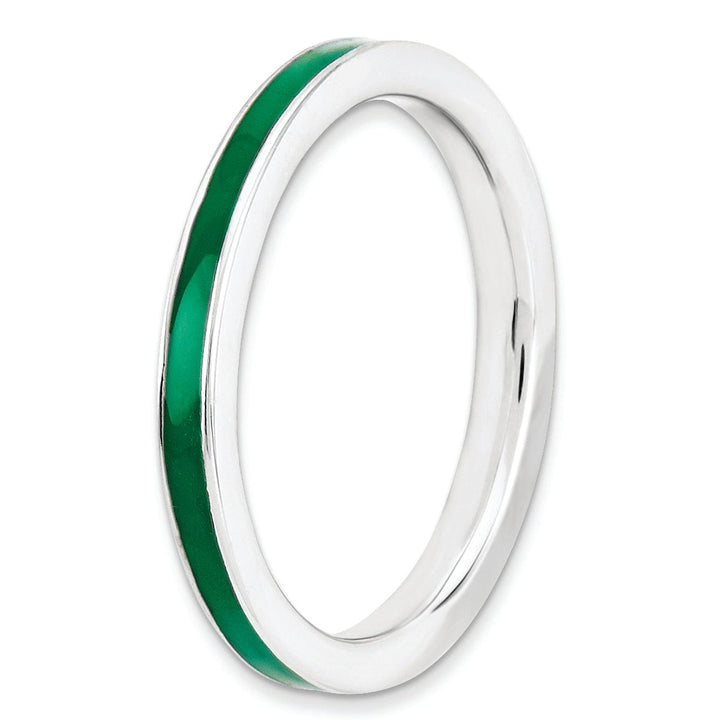 Sterling Silver Green Enameled 2.25MM Ring