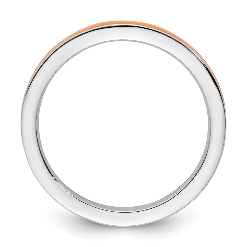 Sterling Silver Orange Enameled 2.25MM Ring