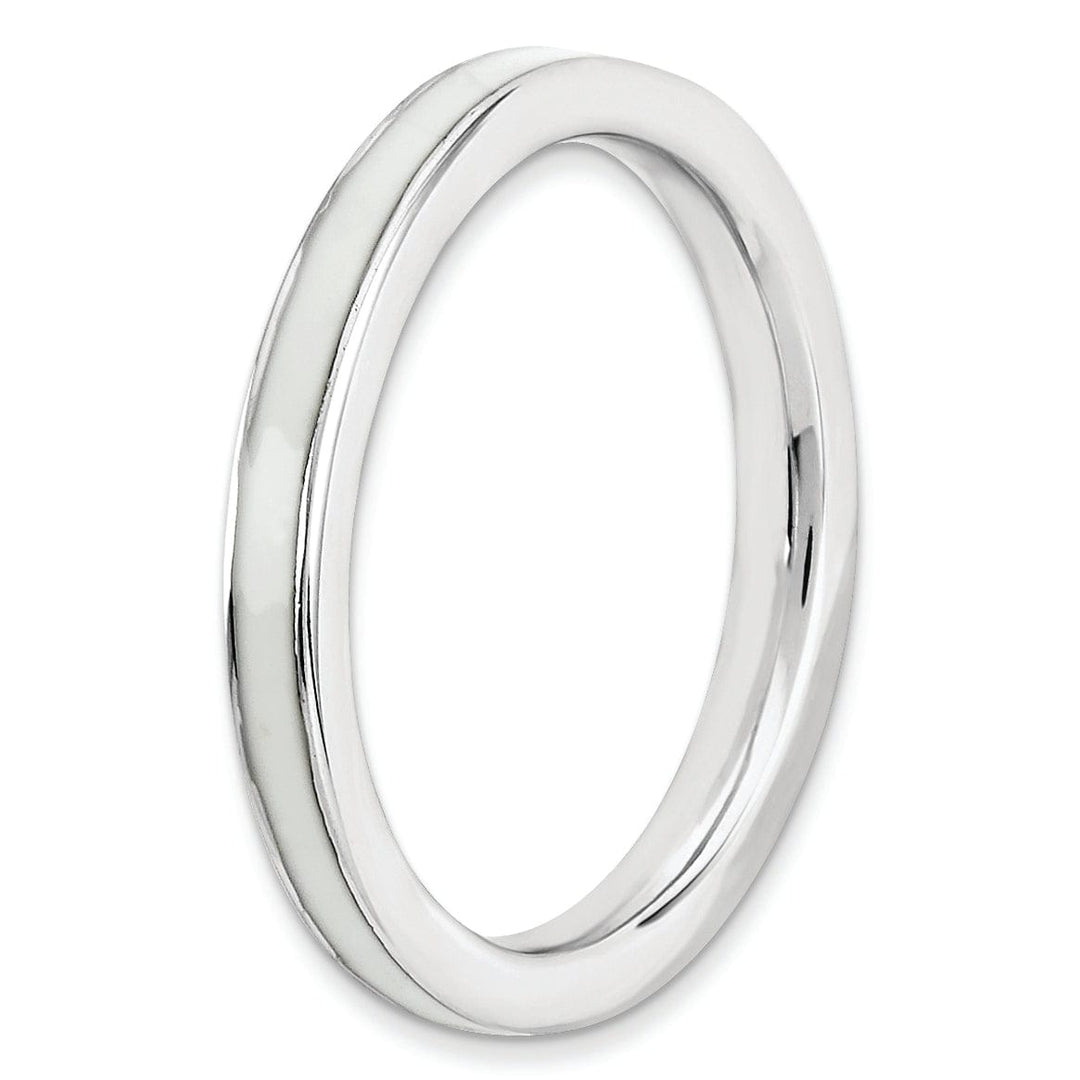 Sterling Silver White Enameled 2.25MM Ring