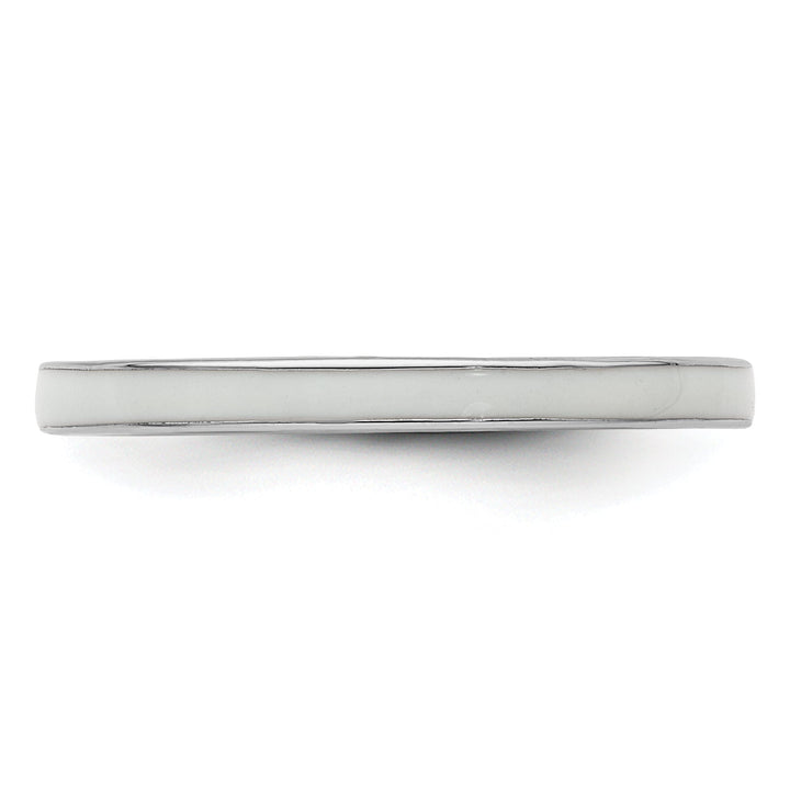 Sterling Silver White Enameled 2.25MM Ring