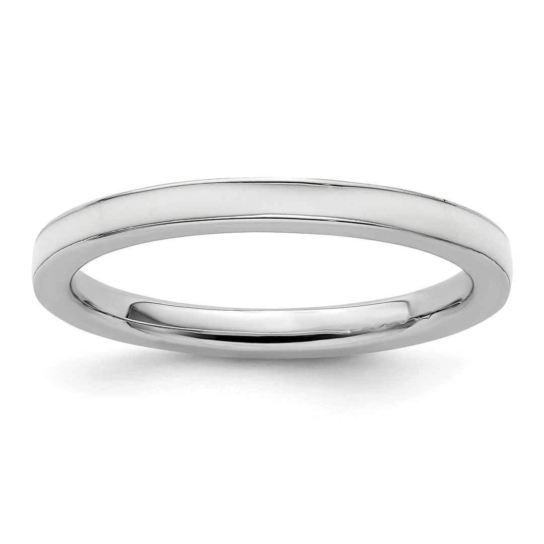 Sterling Silver White Enameled 2.25MM Ring