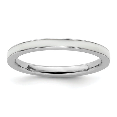 Sterling Silver White Enameled 2.25MM Ring at $ 16.02 only from Jewelryshopping.com