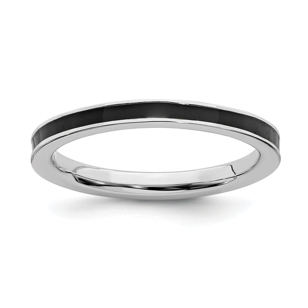 Sterling Silver Black Enameled 2.25MM Ring