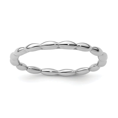 Sterling Silver Rhodium Rice Bead Ring at $ 16.02 only from Jewelryshopping.com