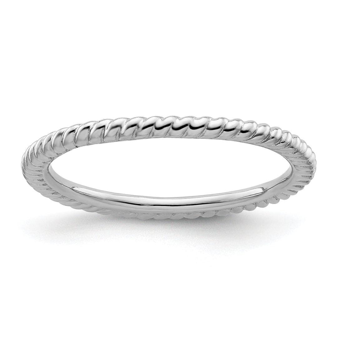 Sterling Silver Rhodium Twisted Ring