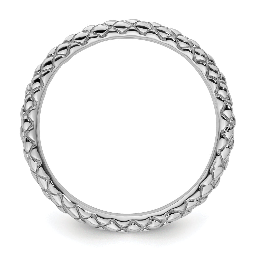 Sterling Silver Rhodium Criss-Cross Ring