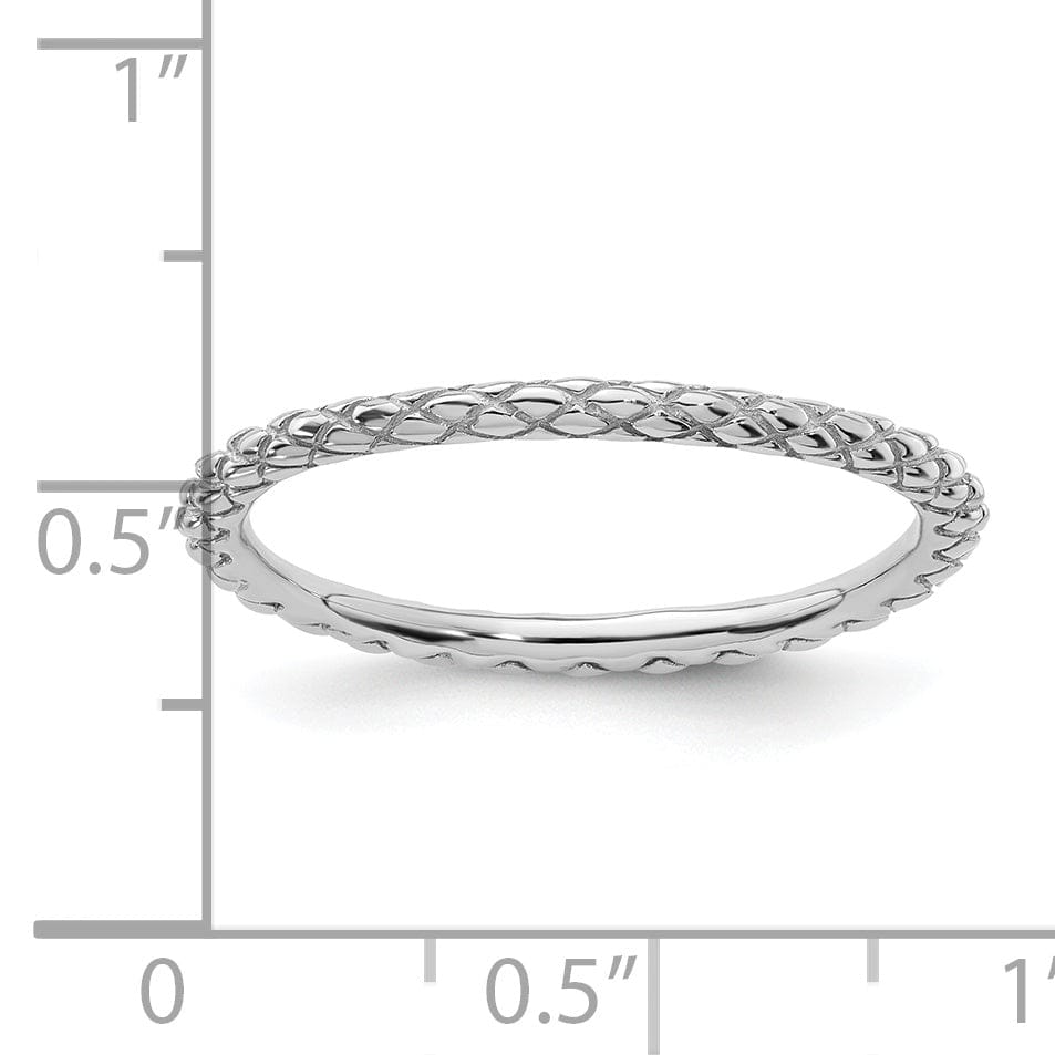 Sterling Silver Rhodium Criss-Cross Ring