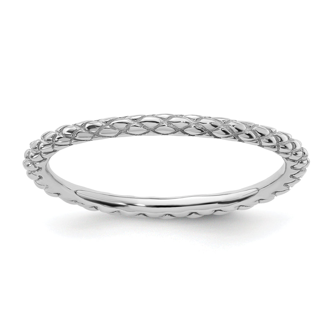 Sterling Silver Rhodium Criss-Cross Ring