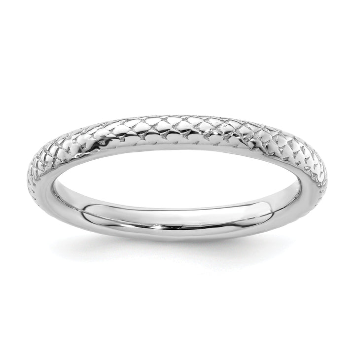 Sterling Silver Rhodium Cable Ring