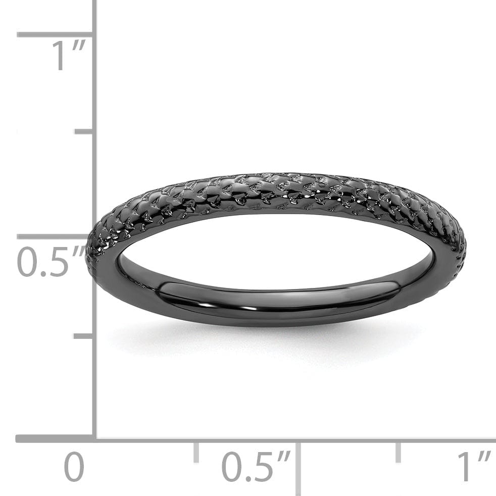 Sterling Silver Black-Plated Cable Ring