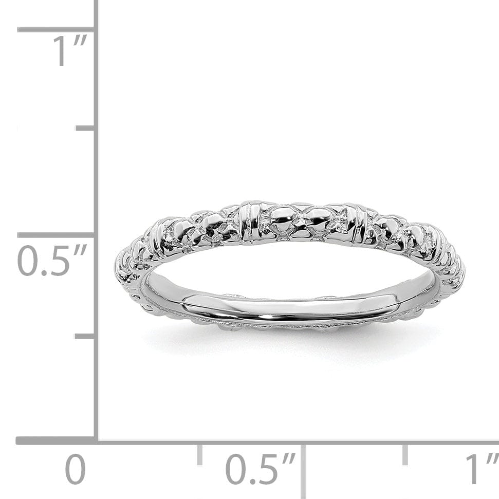 Sterling Silver Rhodium Cable Ring