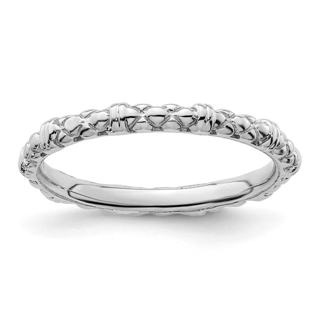 Sterling Silver Rhodium Cable Ring