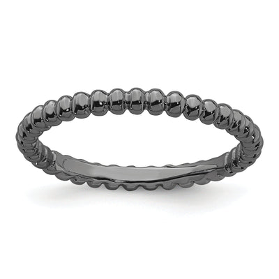 Sterling Silver Black-Plated Beaded Ring at $ 21.2 only from Jewelryshopping.com