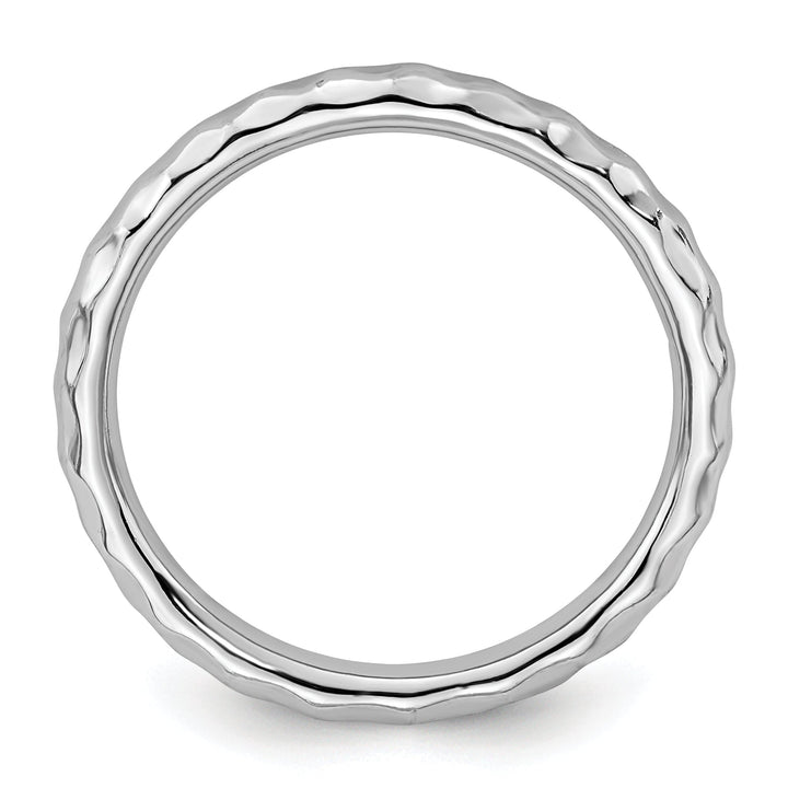 Sterling Silver Rhodium Hammered Ring