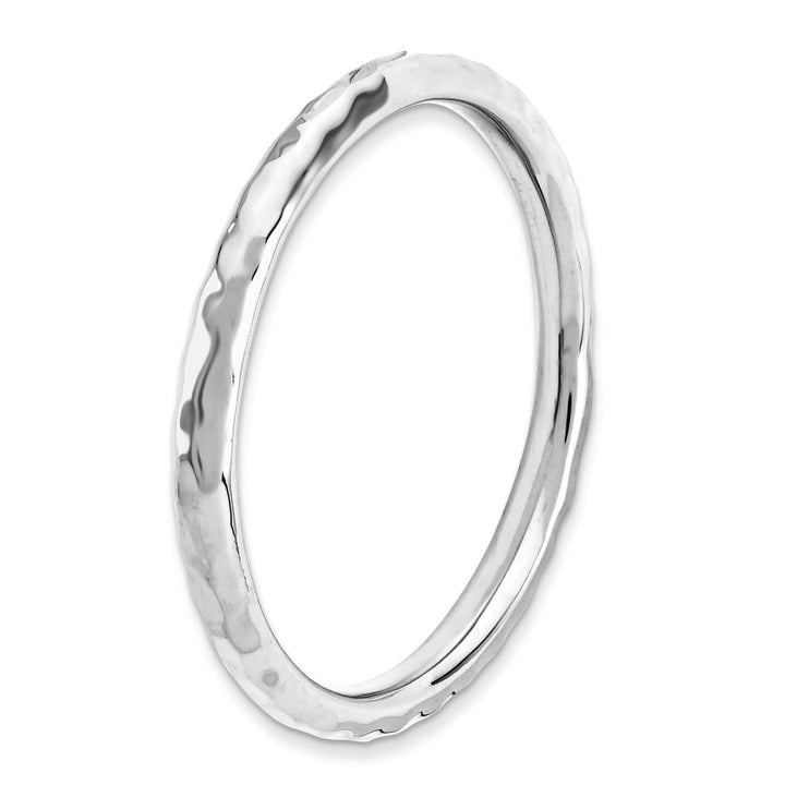 Sterling Silver Rhodium Hammered Ring