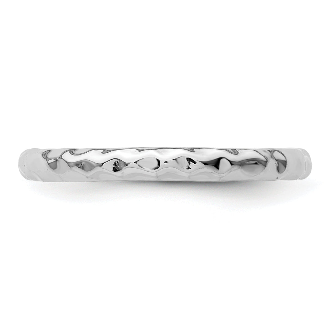 Sterling Silver Rhodium Hammered Ring