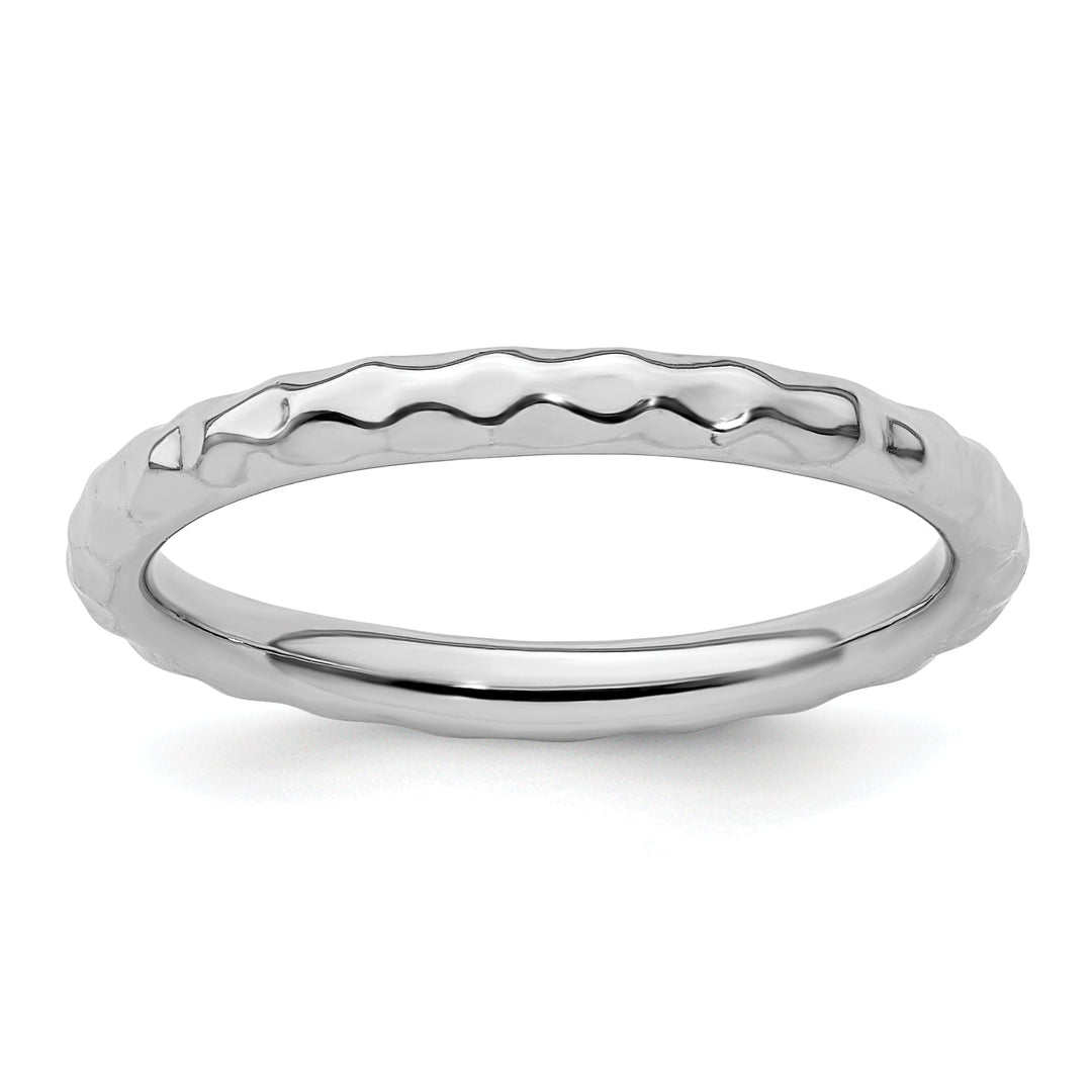 Sterling Silver Rhodium Hammered Ring