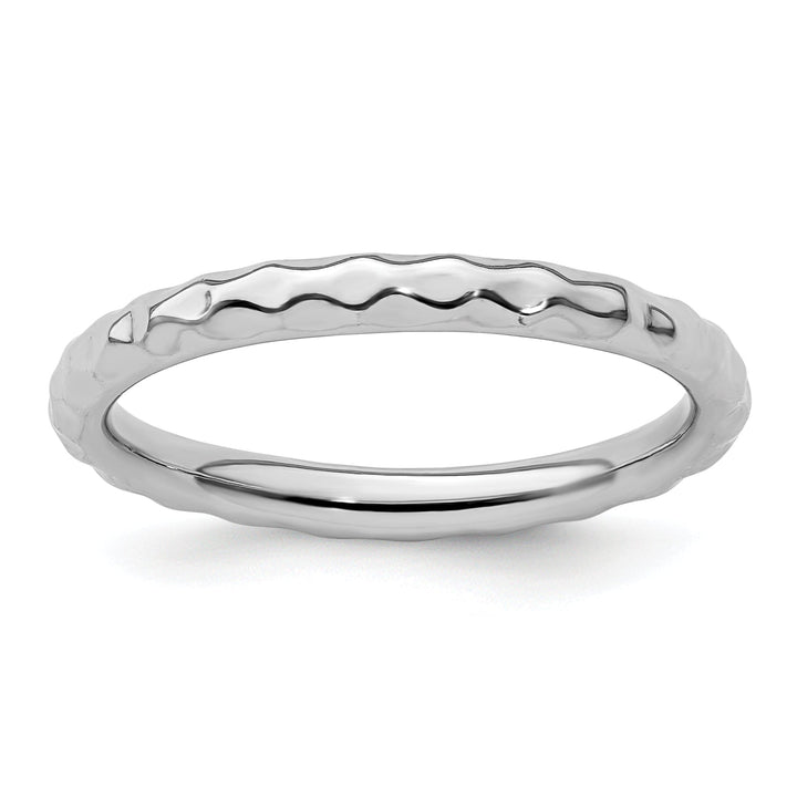 Sterling Silver Rhodium Hammered Ring