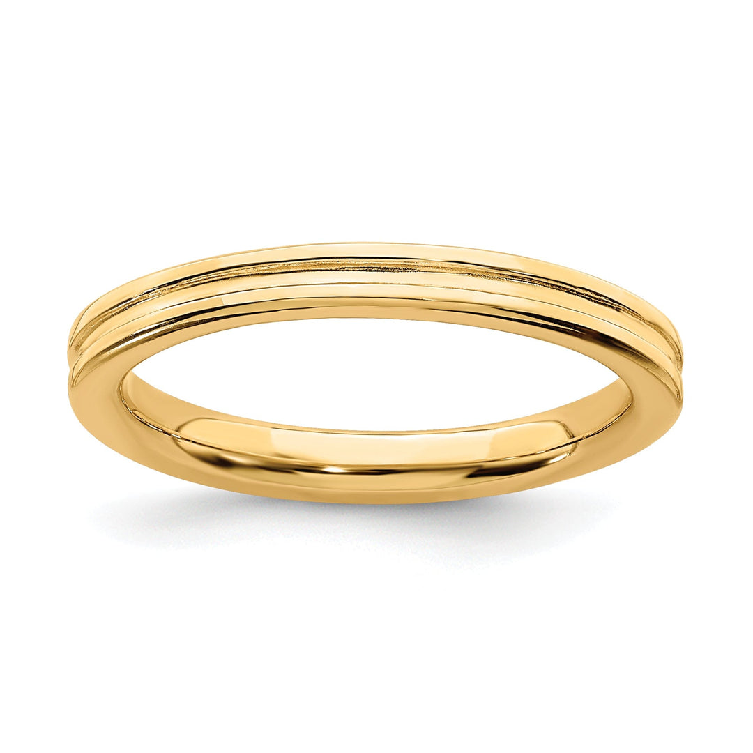 Sterling Silver Gold-Plated Grooved Ring