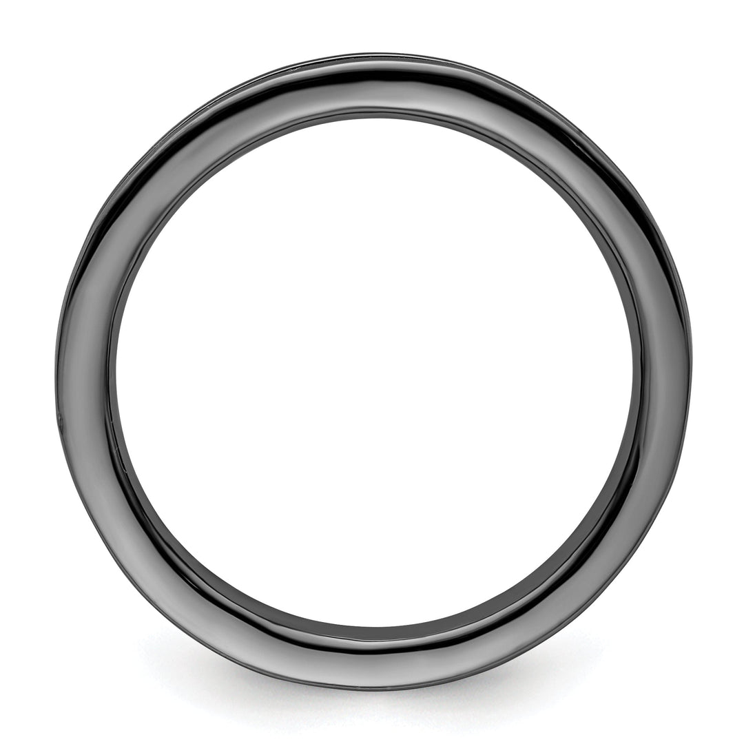 Sterling Silver Black-Plated Grooved Ring