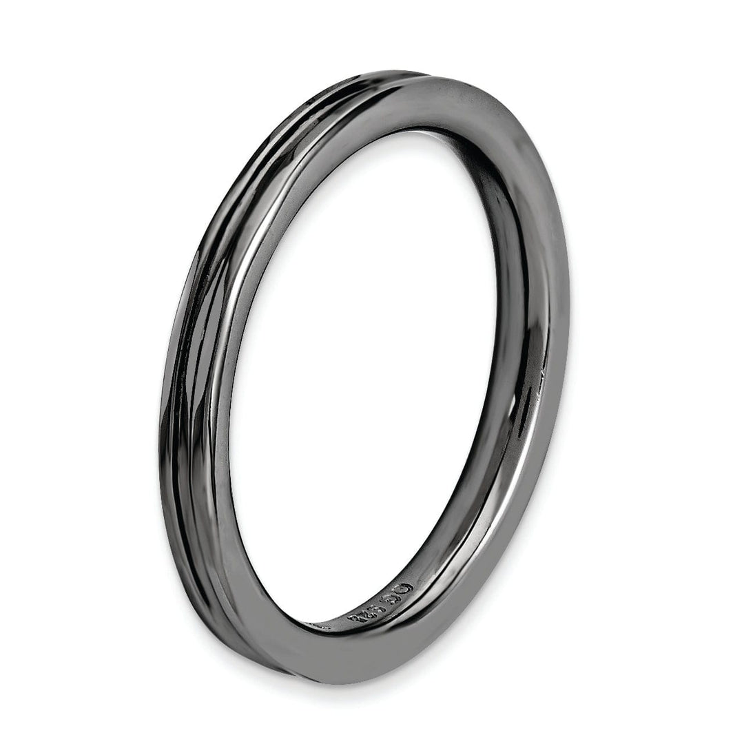 Sterling Silver Black-Plated Grooved Ring