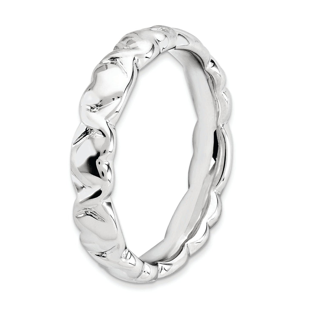 Sterling Silver Rhodium Hearts Ring