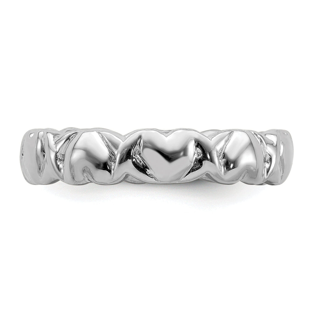 Sterling Silver Rhodium Hearts Ring