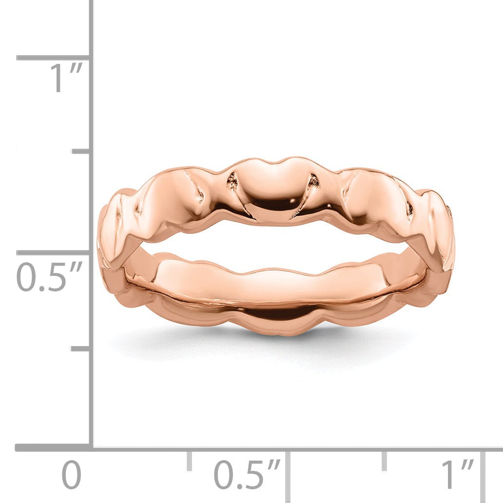 Sterling Silver Pink-Plated Hearts Ring