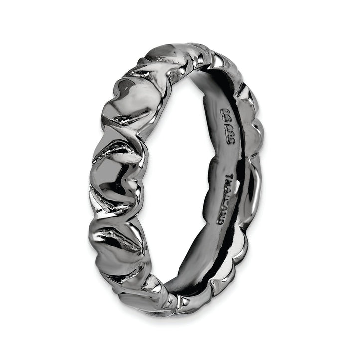 Sterling Silver Black-Plated Hearts Ring