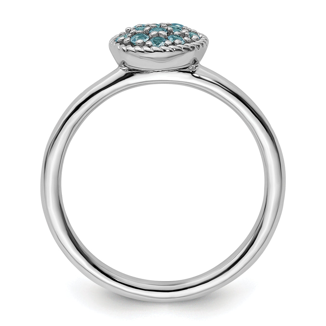 Sterling Silver Blue Topaz Rhodium Ring