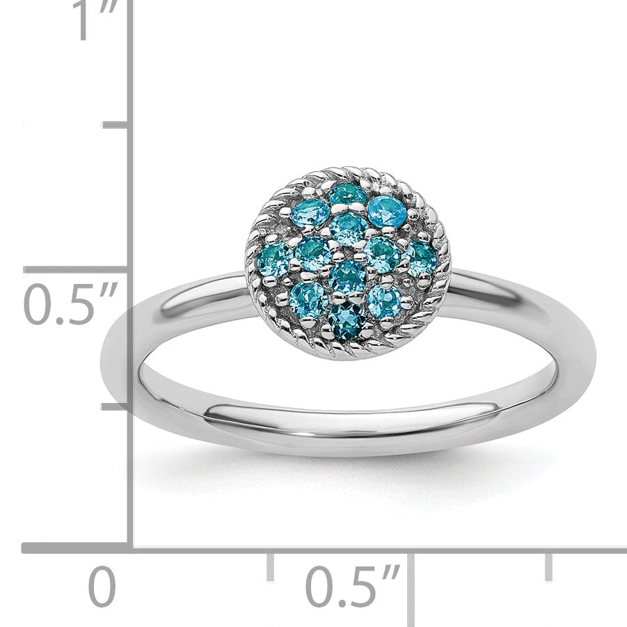 Sterling Silver Blue Topaz Rhodium Ring