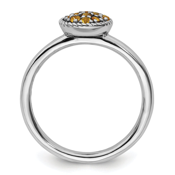 Sterling Silver Citrine Rhodium Ring