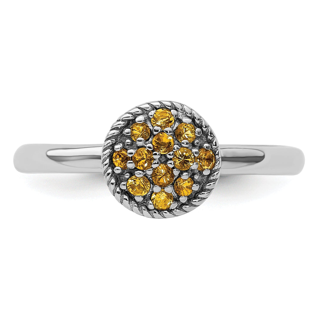 Sterling Silver Citrine Rhodium Ring