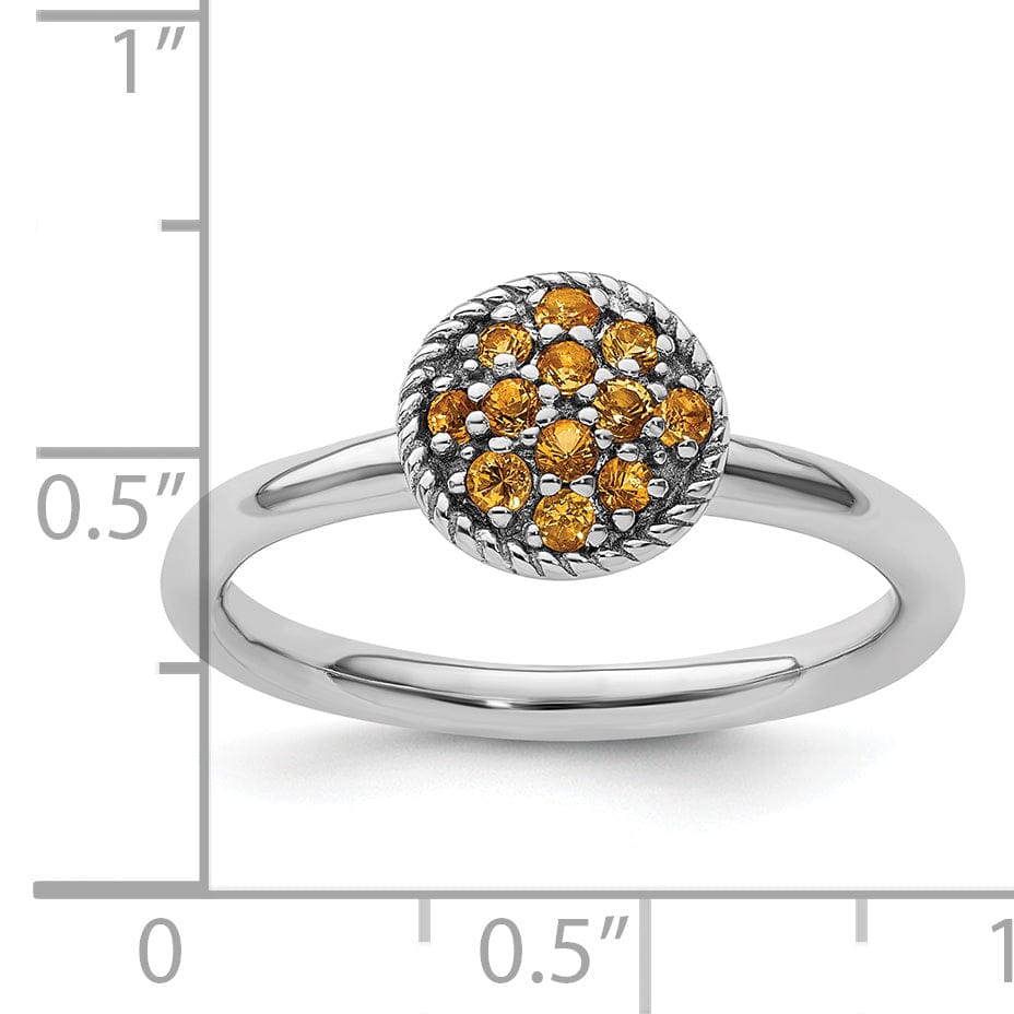 Sterling Silver Citrine Rhodium Ring