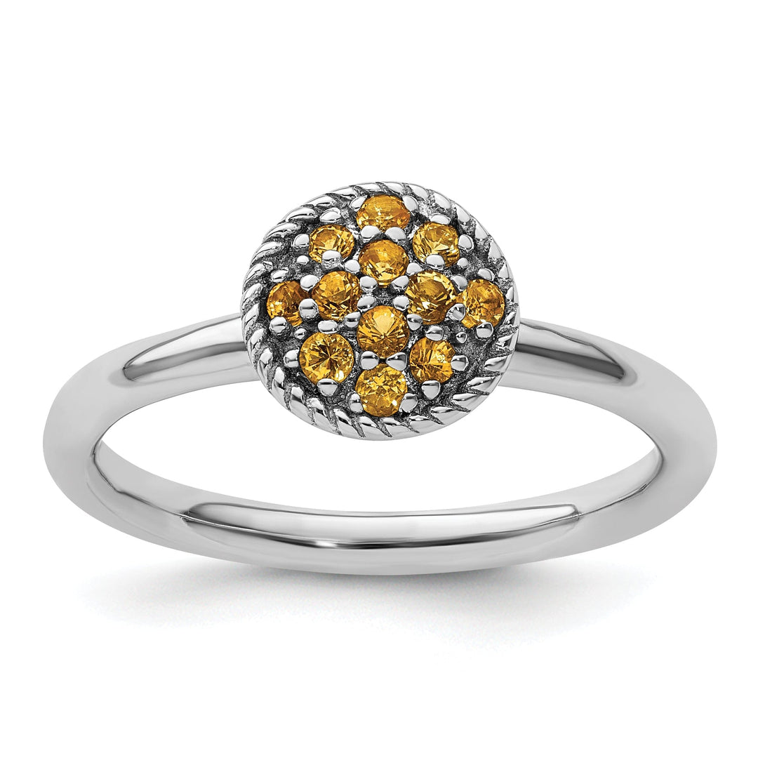 Sterling Silver Citrine Rhodium Ring